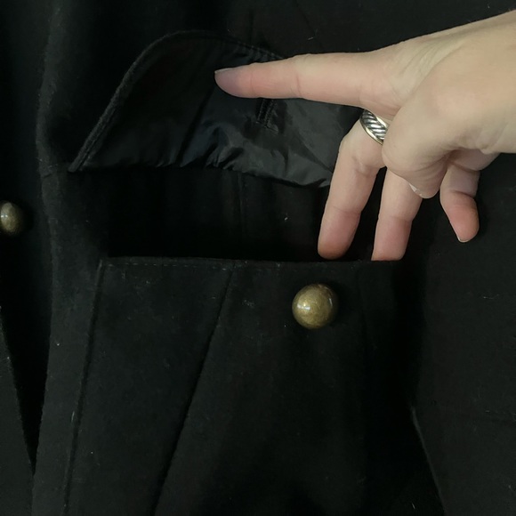 Tahari Black Wool Double-breasted Military Wool Coat Black 12   🎀 FIRM - Picture 7 of 14